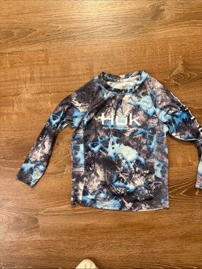 Huk Kids Black & Blue Marbled Long-Sleeve Rashguard